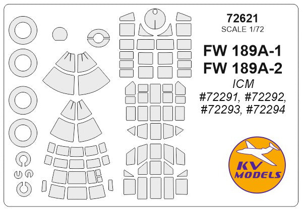 KV Models KV72621 1:72 Focke-Wulf Fw-189A wheels and canopy frame paint masks