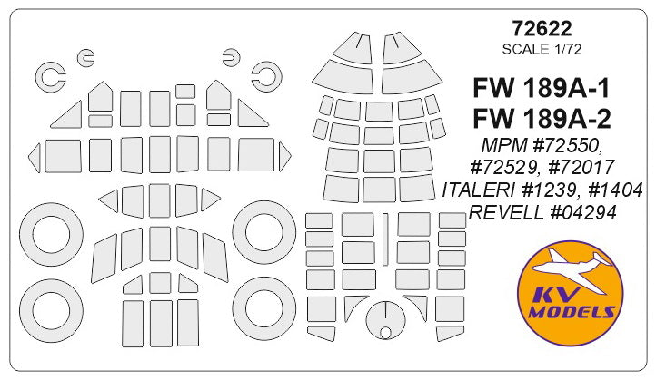KV Models KV72622 1:72 Focke-Wulf Fw-189A wheels and canopy frame paint masks