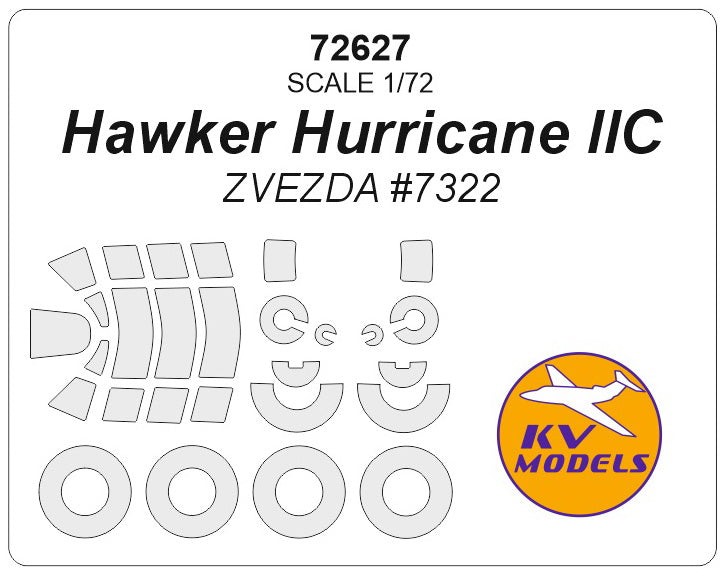 KV Models KV72627 1:72 Hawker Hurricane IIC wheels and canopy frame paint masks