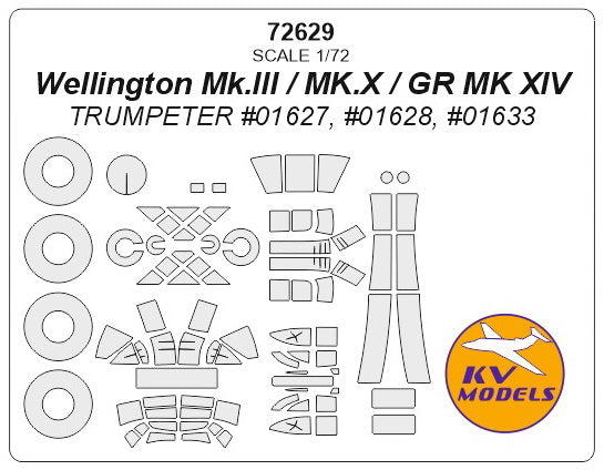 KV Models KV72629 1:72 Vickers Wellington wheels and canopy frame paint masks
