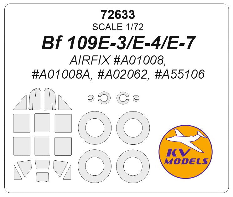KV Models KV72633 1:72 Messerschmitt Bf-109E wheels and canopy frame paint masks