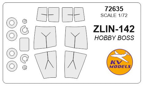 KV Models KV72635 1:72 Zlin-142 wheels and canopy frame paint masks