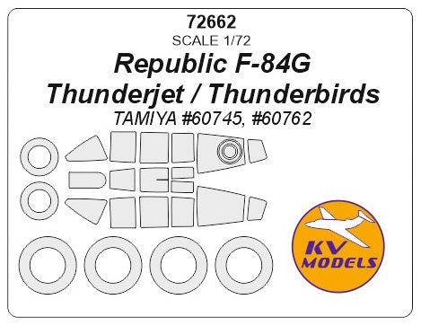 KV Models KV72662 F-84G Thunderjet / Thunderbirds Canopy & Wheel Masks 1:72