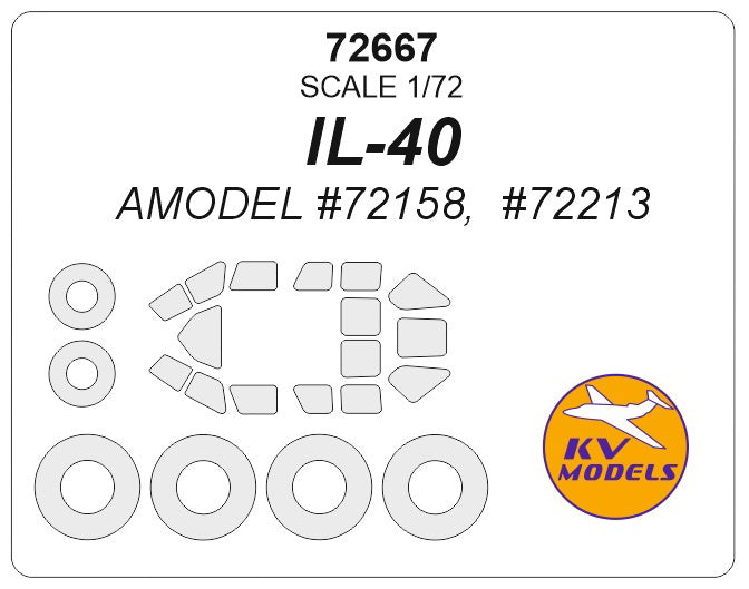 KV Models KV72667 1:72 Ilyushin IL-40 wheels and canopy frame paint masks