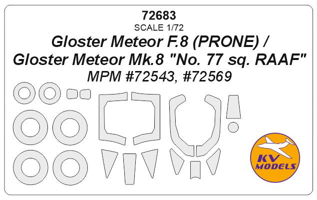 KV Models KV72683 1:72 Gloster Meteor wheels and canopy frame paint masks