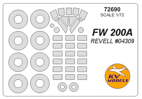 KV Models KV72690 1:72 Focke-Wulf Fw-200A wheels and canopy frame paint masks