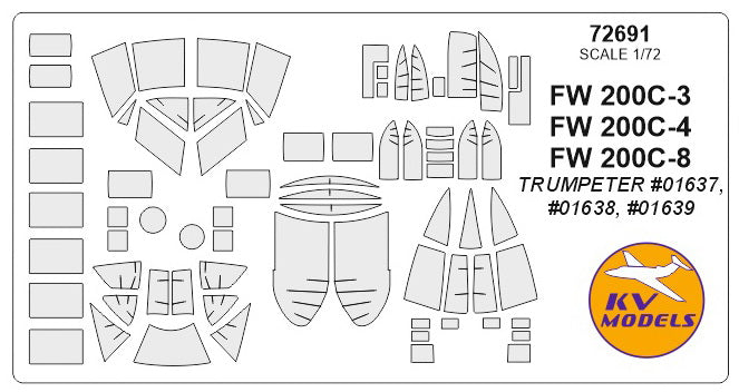 KV Models KV72691 1:72 Focke-Wulf Fw-200C wheels and canopy frame paint masks