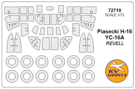 KV Models KV72719 1:72 Piasecki H-16/YC-16A wheels & canopy frame paint masks