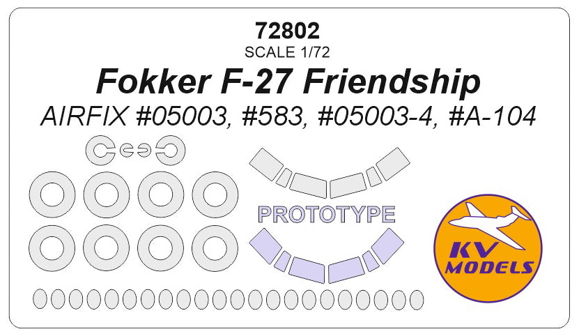 KV Models KV72802 1:72 Fokker F-27 Friendship + masks for wheels