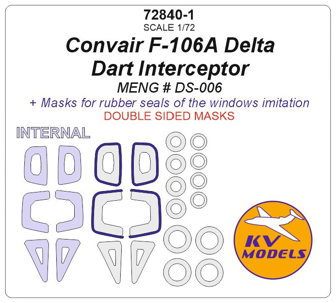 KV Models KV72840 F-106A Delta Dart Masks with Window Seal Masks 1:72