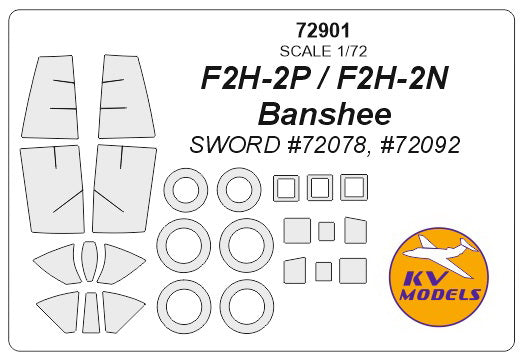 KV Models KV72901 1:72 McDonnell F2H-2 Banshee wheels & canopy frame paint masks