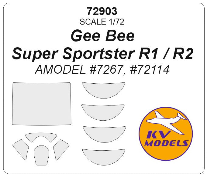 KV Models KV72903 Gee Bee R1/R2 Wheels & Canopy Masks 1:72