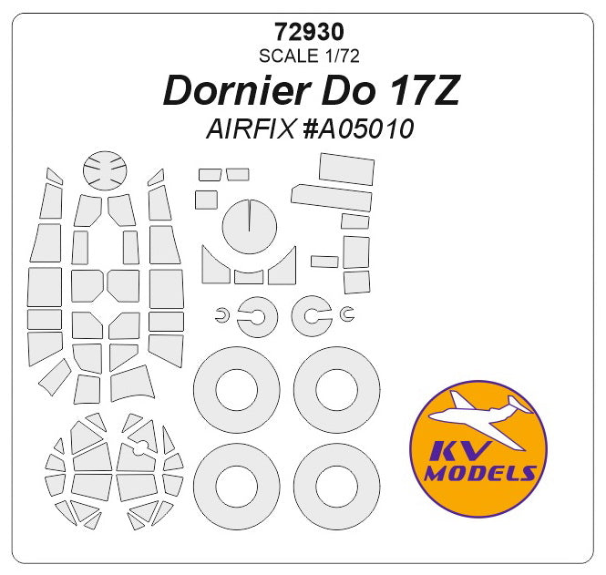 KV Models KV72930 1:72 Dornier Do-17Z wheels and canopy frame paint masks