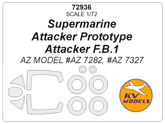 KV Models KV72936 Supermarine Attacker Wheels & Canopy Masks 1:72