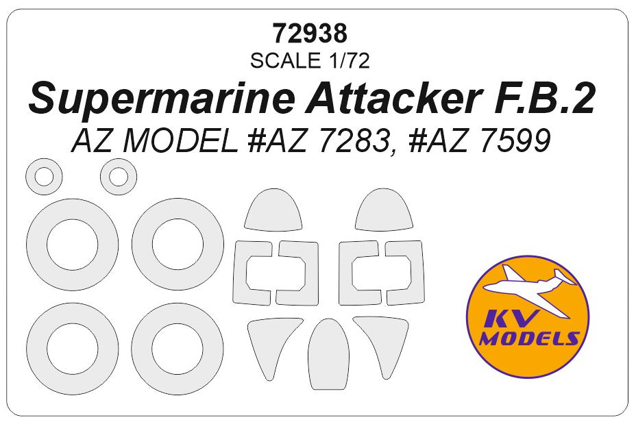 KV Models KV72938 1:72 Supermarine Attacker F.B.2 wheels & canopy masks