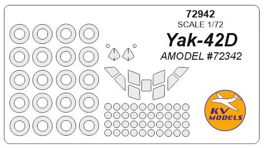 KV Models KV72942 1:72 Yakovlev Yak-42D wheels and canopy frame paint masks