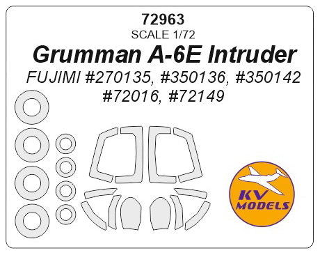 KV Models KV72963 1:72 Grumman A-6E Intruder wheels and canopy frame paint masks