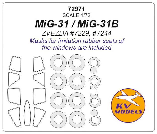 KV Models KV72971 1:72 Mikoyan MiG-31 wheels and canopy frame paint masks