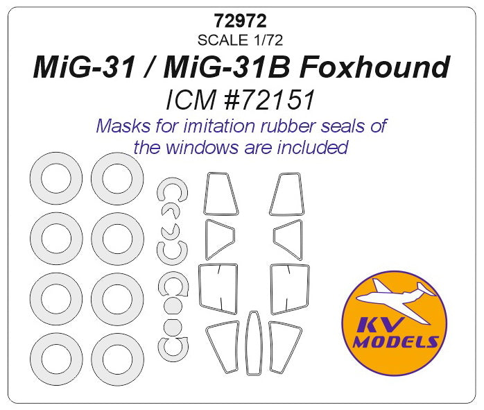KV Models KV72972 1:72 Mikoyan MiG-31 Foxhound wheels & canopy frame paint masks