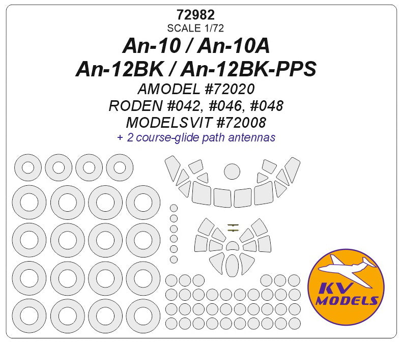 KV Models KV72982 1:72 Antonov An-10/An-10A/An-12BK/An-12BK-PPS paint masks