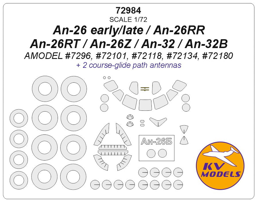 KV Models KV72984 Antonov An-26/An-32 Series Paint Masks 1:72