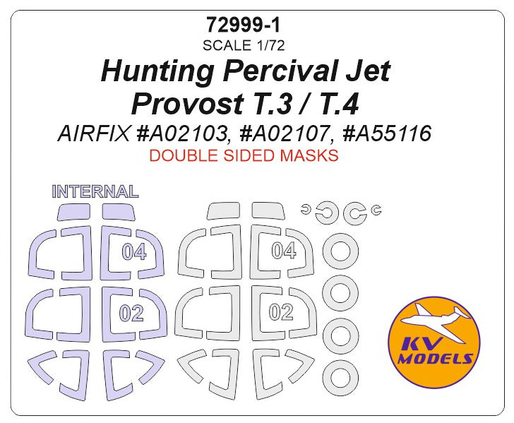 KV Models KV72999-1 1:72 BAC Jet Provost T.3/T.3A/T.4 canopy masks