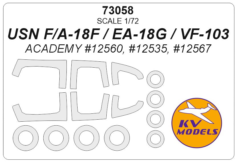 KV Models KV73058 F/A-18F/EA-18G Wheels & Canopy Paint Masks 1:72