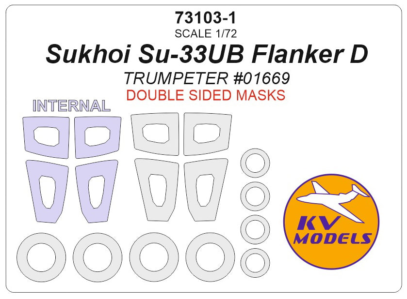 KV Models KV73103-1 1:72 Sukhoi Su-33UB Flanker D wheels & canopy mask