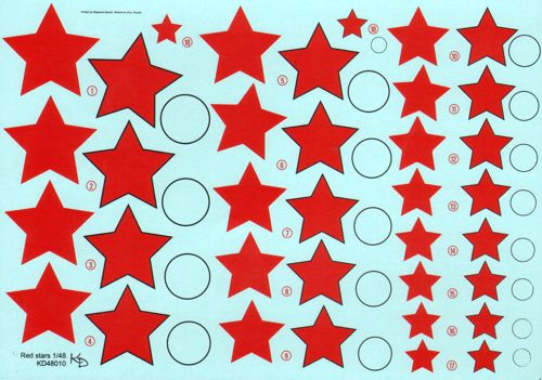 KV Models KVD48010 1:48 Soviet National Insignia Red Stars , type 3