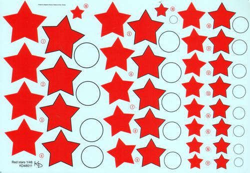 KV Models KVD48011 1:48 Soviet National Insignia Red Stars , type 4