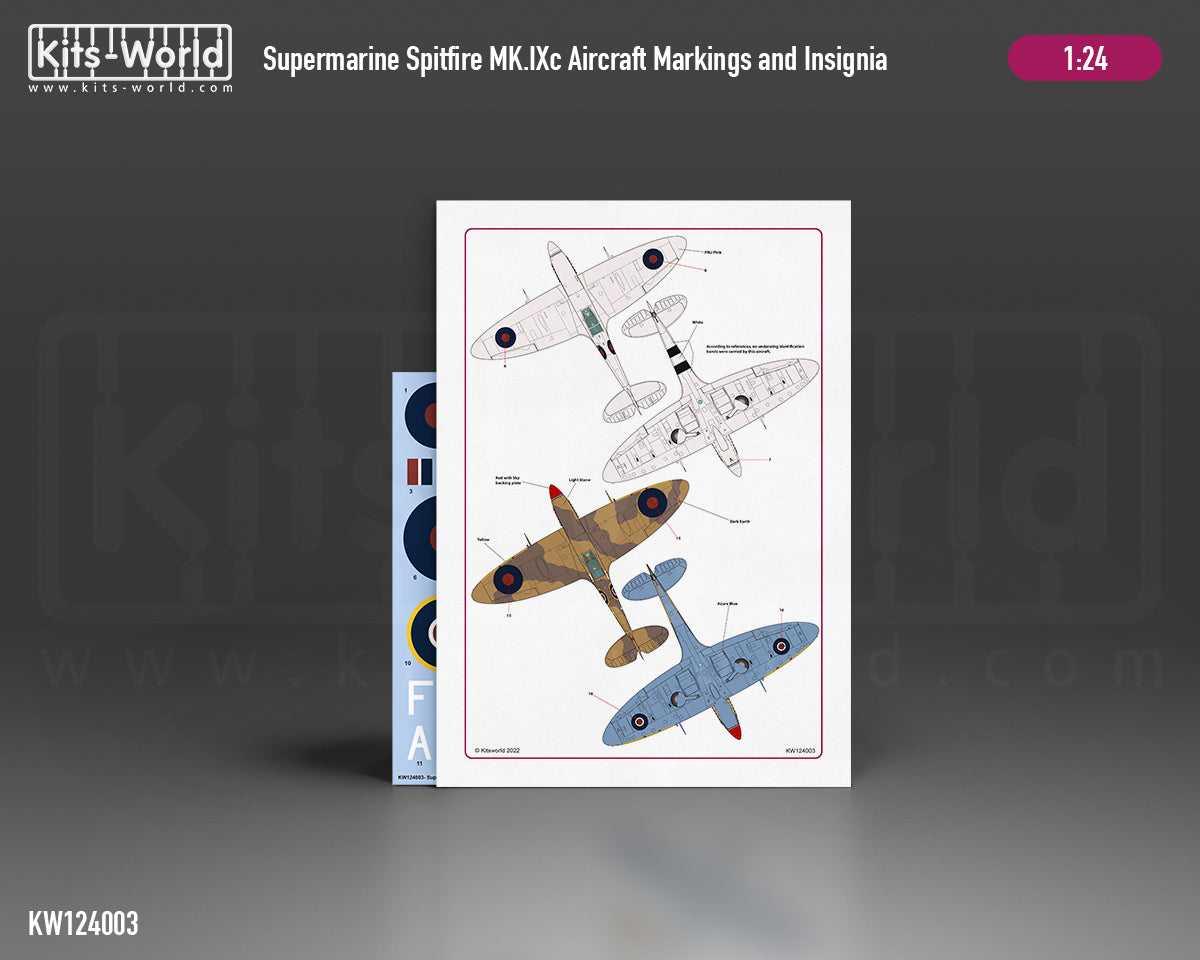 Kits-World KW124003 Spitfire Mk.IXc MK915 No. 16 Sqn Decals 1:24