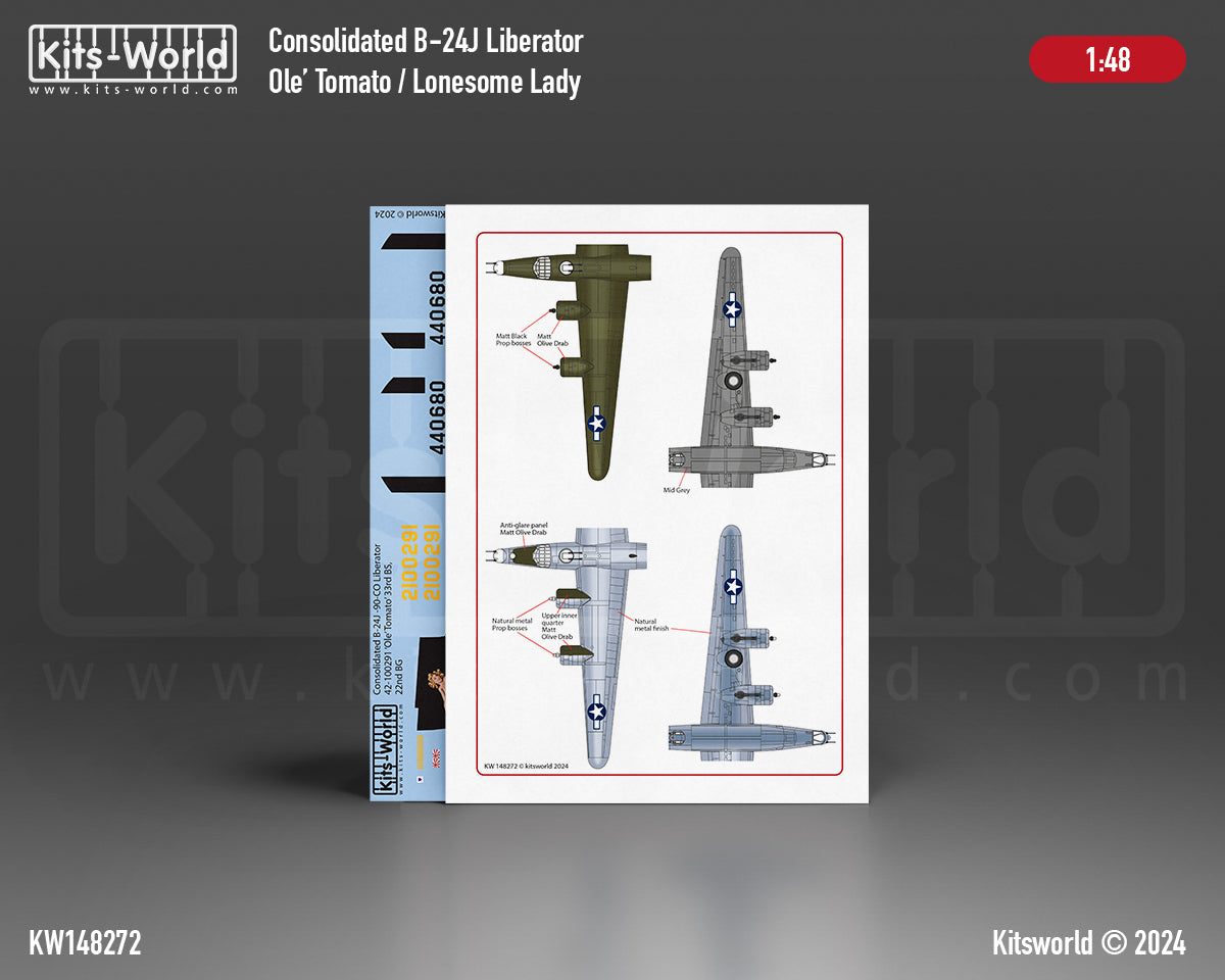 Kits-World KW148272 B-24J Liberator Ole Tomato 22nd BG 1:48