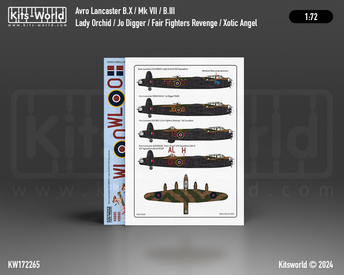 Kits-World KW172265 1:72 Avro Lancaster B.X KB895 'Lady Orchid' 434 Squadron