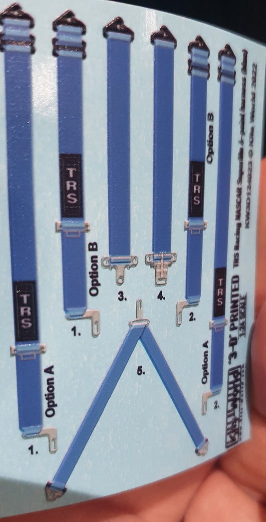 Kits-World KW3D124023 1:24 TRS Racing Nascar Superlite 6-Point Harness 'Blue'