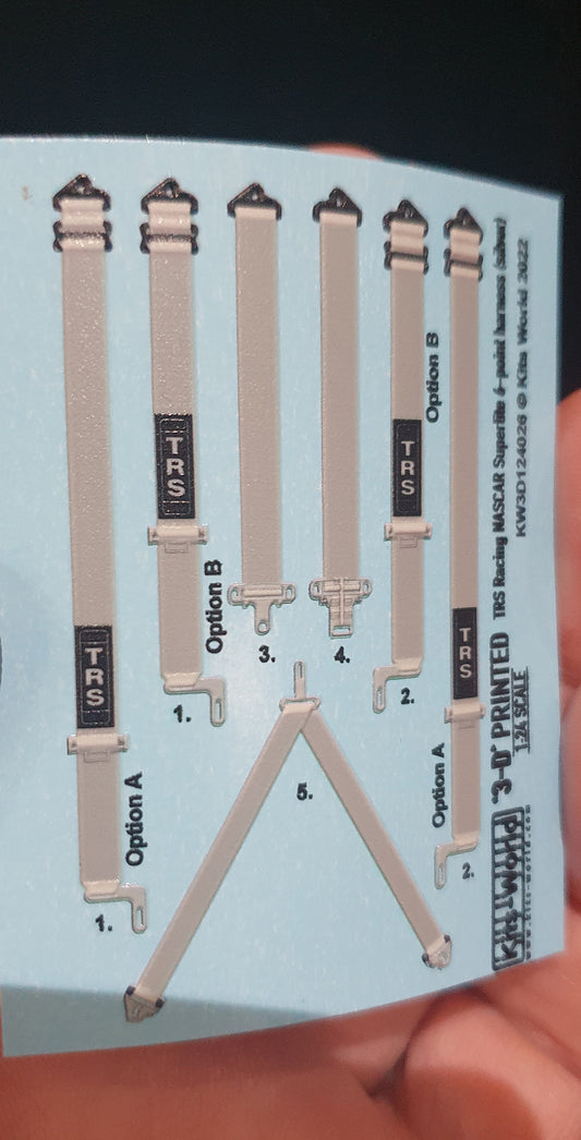 Kits-World KW3D124026 1:24 TRS Racing Nascar Superlite 6-Point Harness 'Silver'.