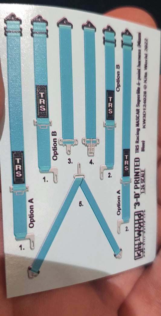 Kits-World KW3D124028 1:24 TRS Racing Nascar Superlite 6-Point Harness Blue