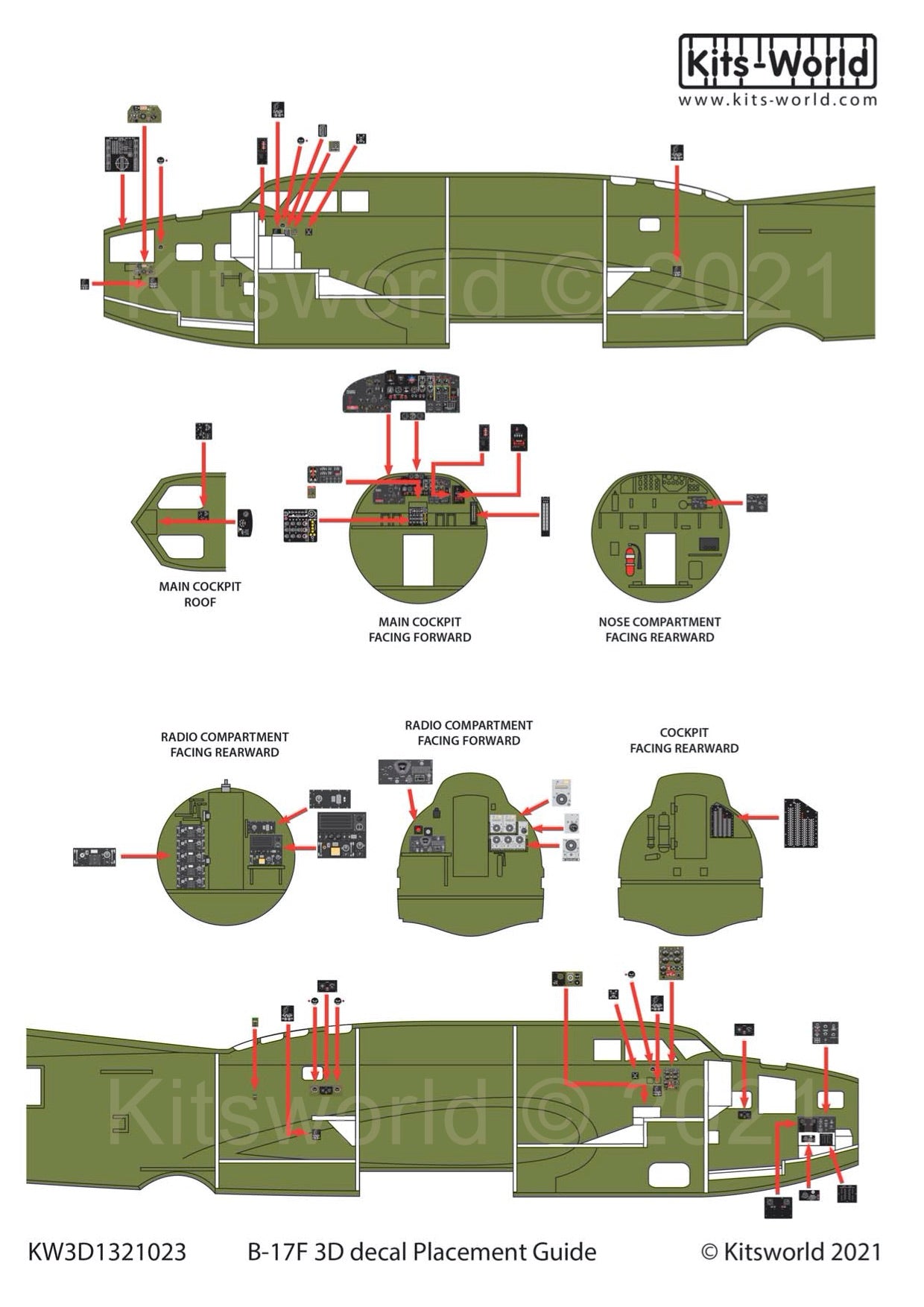 Kits-World KW3D1321023 B-17F Flying Fortress 3D Instrument Panel 1:32