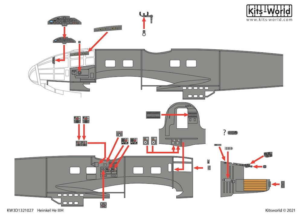 Kits-World KW3D1321027 1:32 Heinkel He-111H-6 3D Full colour Instrument Panel