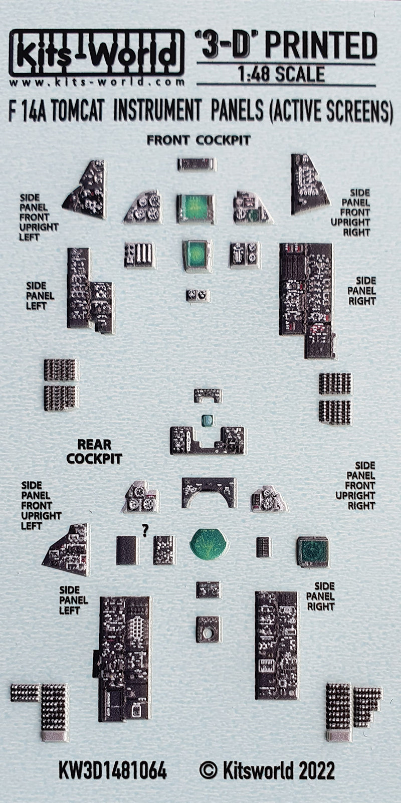 Kits-World KW3D1481064 1:48 Grumman F-14A Tomcat screens active