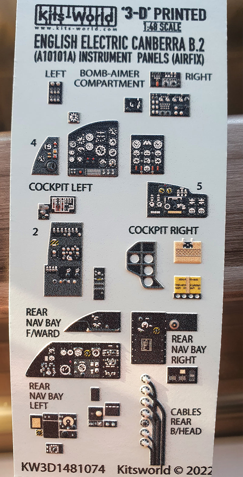 Kits-World KW3D1481074 1:48 BAC/EE Canberra B.2/B.20 3D instrument panels