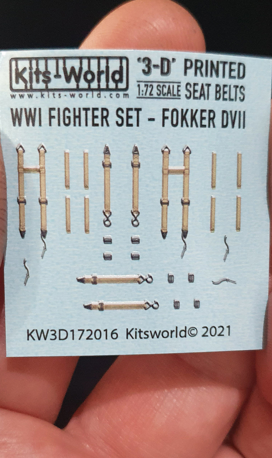 Kits-World KW3D172016 1:72 Fokker D.VII Full Colour 3D Seat Belt decals.