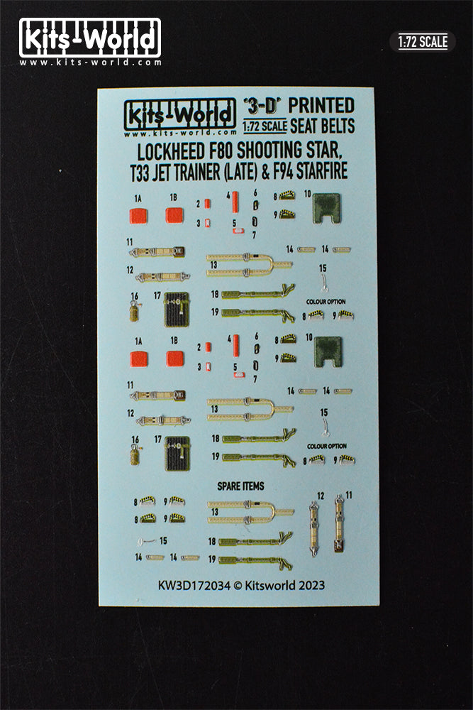 Kits-World KW3D172034 1:72 Lockheed F-80 Shooting Star, T-33 Jet Trainer
