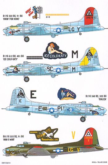Kits-World KW172014 1:72 B-17G Flying Fortress Nose Art from the Mighty 8th