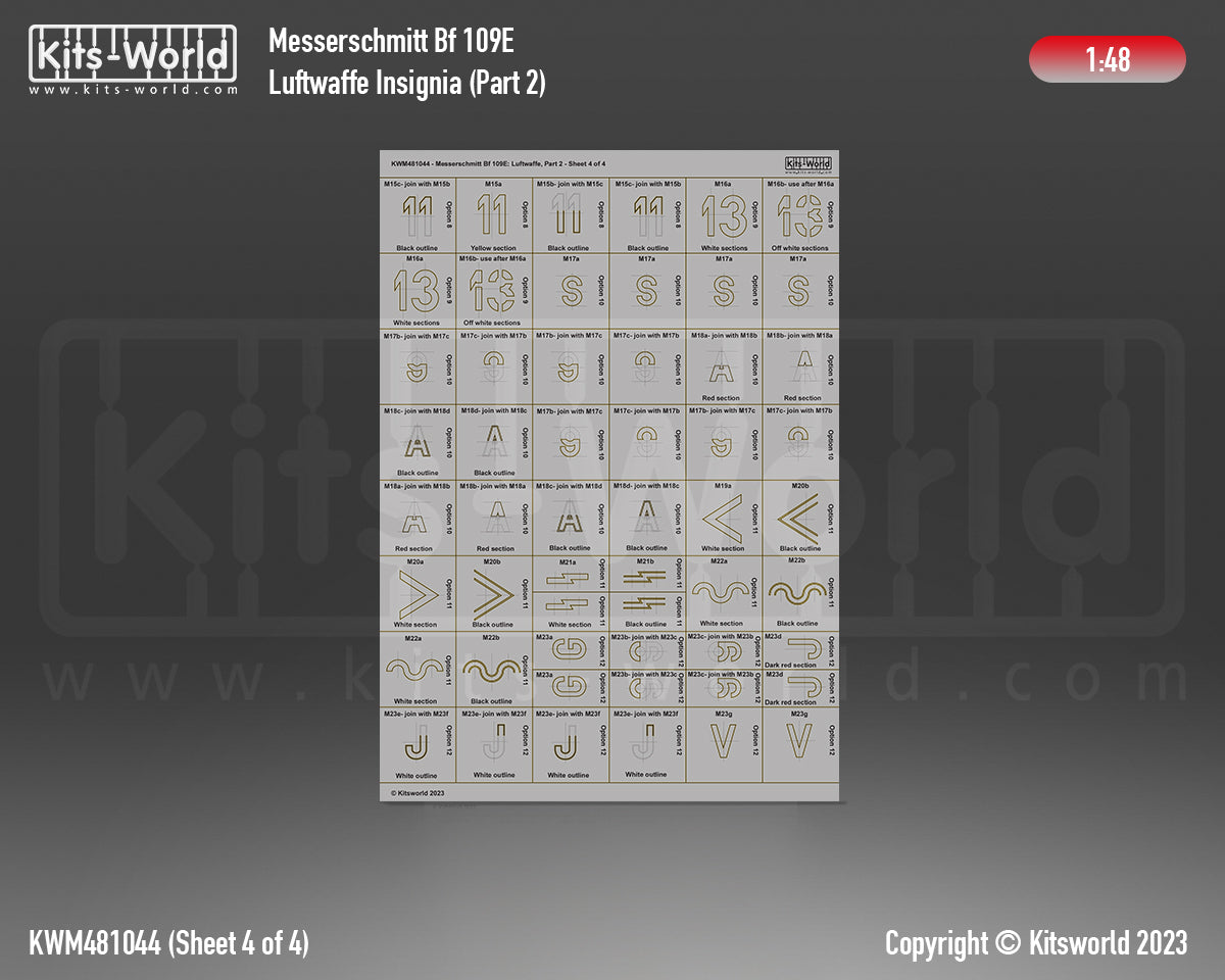 Kits-World KWM481044 1:48 Messerschmitt Bf-109E Luftwaffe Part Two