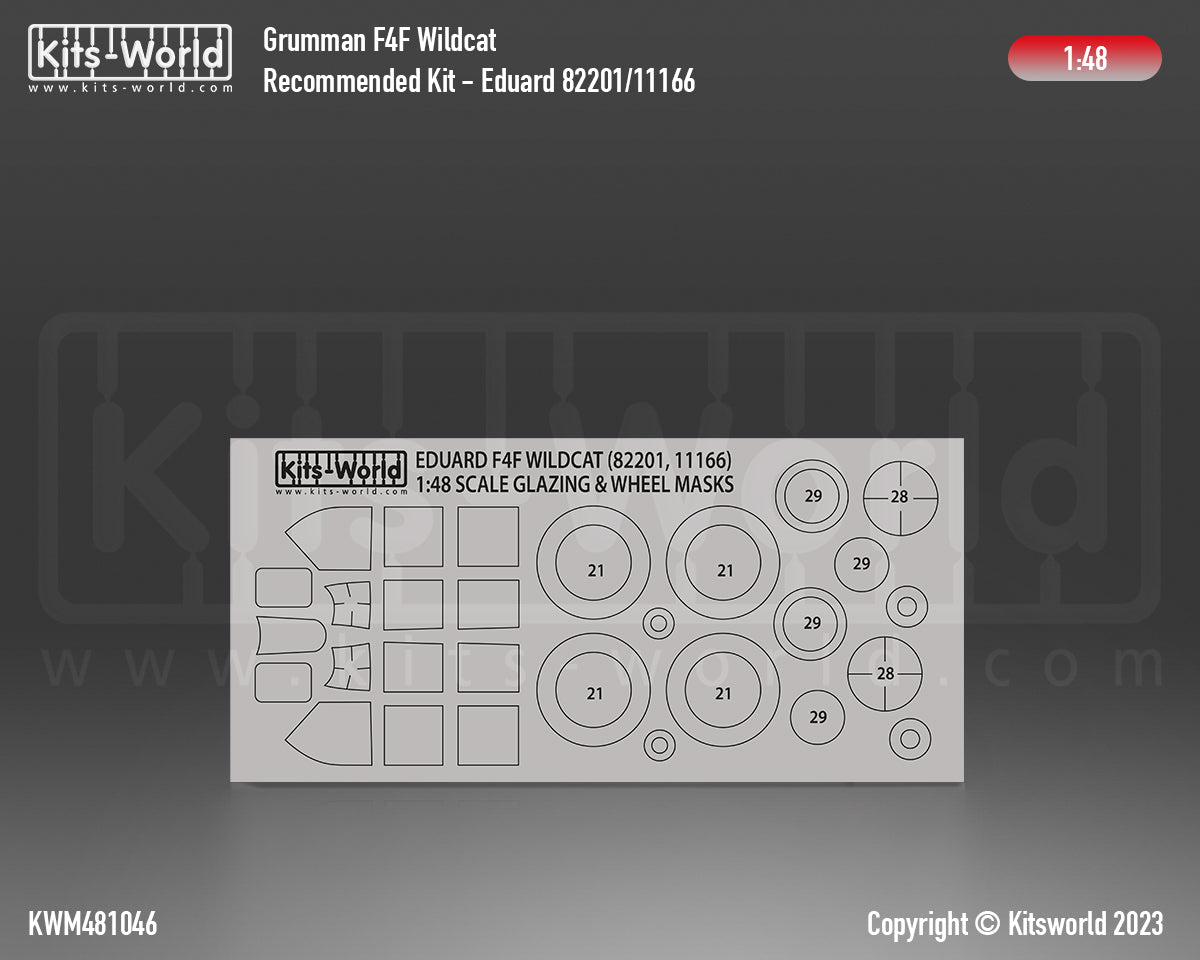 Kits-World KWM481046 F4F Wildcat Wheel/Canopy Paint Masks 1:48