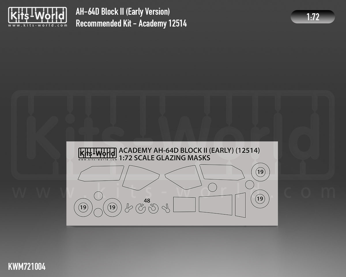 Kits-World KWM721004 AH-64A Apache Wheel/Canopy Paint Masks 1:72