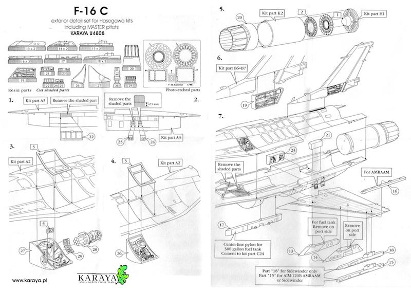 Karaya KYU4808 1:48 Lockheed-Martin F-16C detail set