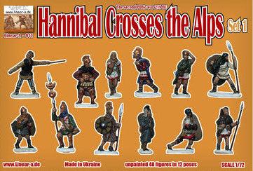 Linear-A LA011 1:72 Hannibal Crosses the Alps Set 1 48 figures in 12 poses