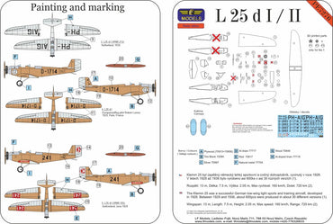 LF Models LFPE7276 1:72 Klemm L 25d I / II General purpose aircraft