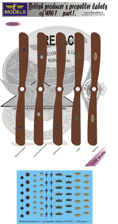 LF Models LFMC3206 1:32 British WWI propeller manufacturer logo set Part I